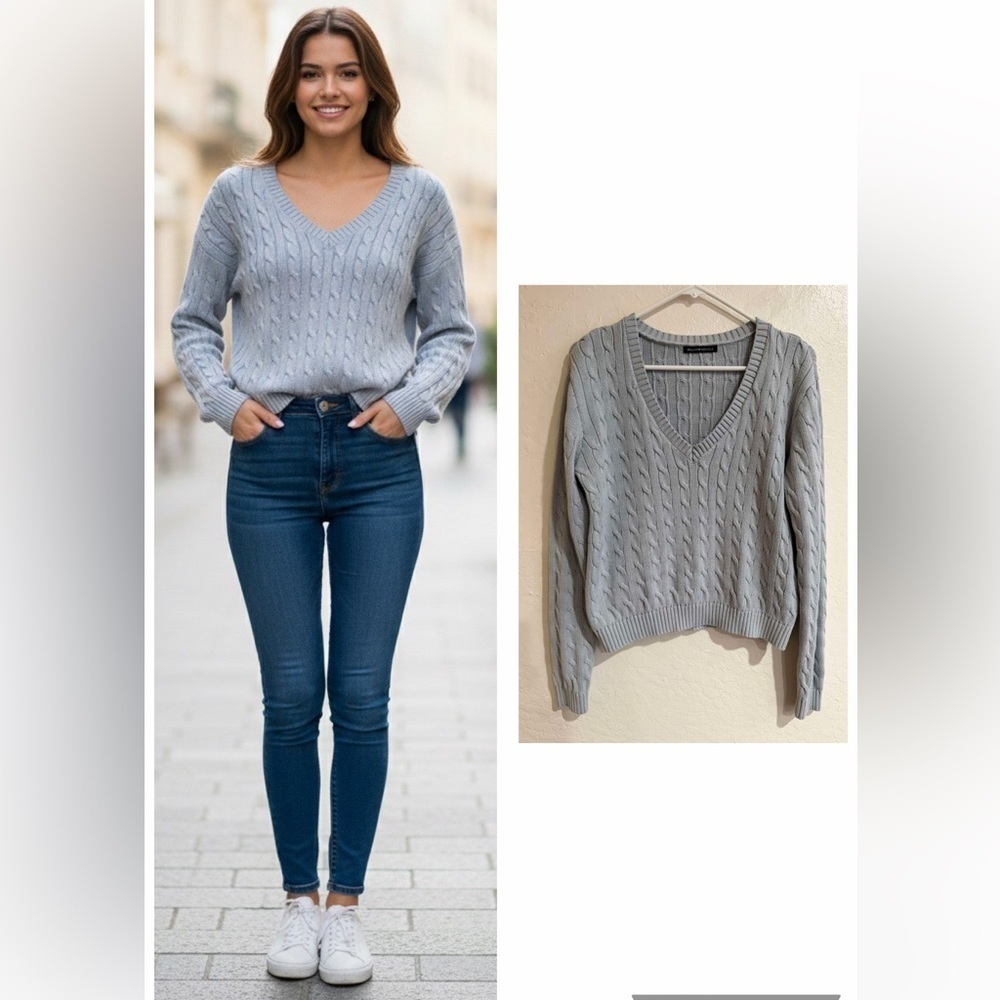 Brandy Melville Light Blue Cable Knit Sweater